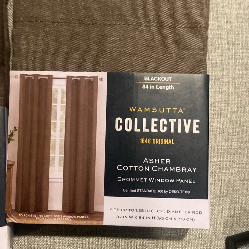 Wamsutta Taupe Collective Asher Cotton Chambray room curtains